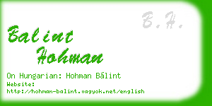 balint hohman business card